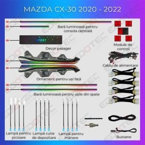Lumini ambientale Mazda CX-30 2020-2024 dedicat set complet control telefon sau sistem original AMB-MZD-CX-30 - Img 2