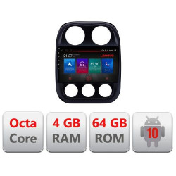 NAVIGATIE CARPAD ANDROID 10 DEDICATA JEEP COMPASS 2010-2016 ECRAN CAPACITIV OCTACORE 4GB RAM 64 GB ROM DVR CARKIT BLUETOOTH MIRROR LINK MODEL LENOVO KIT-2500+EDT-E510-PRO