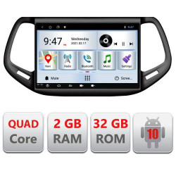 NAVIGATIE CARPAD ANDROID 10 DEDICATA JEEP COMPASS 2017- ECRAN CAPACITIV QUADCORE 2GB RAM 32GB ROM DVR CARKIT BLUETOOTH MIRROR LINK MODEL LENOVO KIT-732+EDT-E310