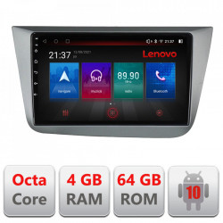 NAVIGATIE CARPAD ANDROID 10 DEDICATA SEAT LEON 2005-2012, ECRAN CAPACITIV OCTACORE 4GB RAM 64 GB ROM DVR CARKIT BLUETOOTH MIRROR LINK MODEL LENOVO KIT-leon5+EDT-E509-PRO