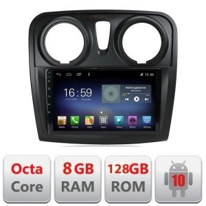 Navigatie Dacia Sandero Logan 2012-2020 F-sandero Octa Core cu Android Radio Bluetooth Internet GPS WIFI DSP 8+128GB 4 KIT-sandero+EDT-E609