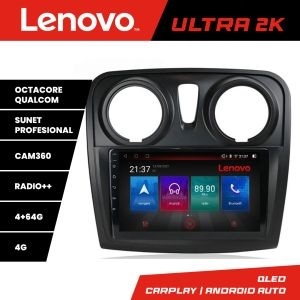 Navigatie Dacia Sandero Logan 2012-2020 Lenovo Kit-sandero 8 core QLED Qualcomm 4+64 360 Android Waze USB Navigatie Internet Youtube Radio kit-sandero+ULTRA-9-4+64