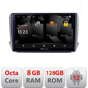 Navigatie dedicata Nakamichi Peugeot 208/2008 5960Pro-PSA Android Octa Core Qualcomm 2K Qled 8+128 DTS DSP 360 4G Optical KIT-PSA+NAM5960Pro-AXZ