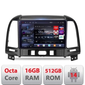 Navigatie Hyundai Santa Fe 2007-2012 Edotec Kit-008 8 core QLED 2K 12+256GB 360 Android Waze USB Navigatie Internet Youtube Radio KIT-008+EDT-E809-2K