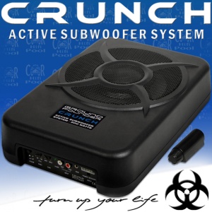 Subwoofer Auto Activ Crunch GP808 Model Underseat (sub scaun) 8'' 20 cm 100W RMS Telecomanda Bass / Volum Putere Maxima 200 W