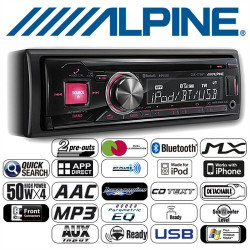 ALPINE CDE-173BT RADIO-CD MP3 Player Auto Cu USB Leduri Rosii / Verzi Selectabile Montaj In Toata Tara