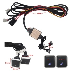 Kit incalzire in 2 scaune auto, tehnologie carbon, 4 piese, cu 3 trepte si butoane push slim butoane on/off ASHS-1