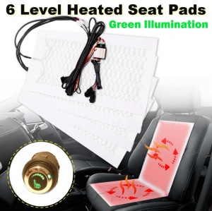 Kit Incalzire In Scaune Auto Carbon Buton Rotativ 6 Trepte Cromat LUXURY GREEN - Leduri Verzi - Montaj Profesional In Toata Tara! (per scaun)