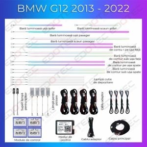 Lumini ambientale BMW Seria 7 G12 2013 - 2022 dedicat det complet control telefon sau sistemul original AMB-BM-G12