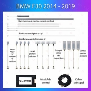 Lumini ambientale dedicate BMW Seria 3 (F30) 2014-2019 set complet control telefon sau sistem original