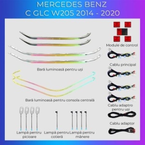 Lumini ambientale Mercedes C W205 GLC X253 pachet complet control pe sistemul original sau telefon - Img 2