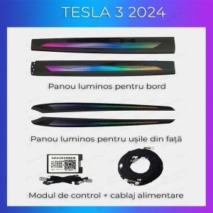 Lumini ambientale Tesla Model 3 2024 trimuri control telefon AMB-TSL-3-2024-TRIMMS - Img 2