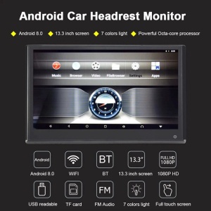 MONITOR TETIERA ANDROID TRAVELMATE 13.3" TABLETA SMART ULTRASLIM HDMI USB SD 1080P 4K INTERNET WIFI BLUETOOTH TOUCHSCREEN REZOLUTIE FULL HD LEDURI AMBIENTALE SI LOGO SELECTABILE