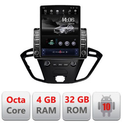 NAVIGAȚIE ANDROID 10 DEDICATA FORD TRANSIT CUSTOM 2012- ECRAN CAPACITIV TIP TESLA 9,7" PROCESOR OCTACORE 4GB RAM 32GB MEMORIE INTERNA DVR CARKIT BLUETOOTH MIRROR LINK MODEL TESLA KIT-845+EDT-E709