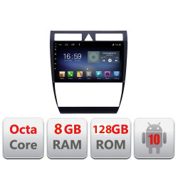 NAVIGAȚIE CARPAD ANDROID 10 DEDICATĂ AUDI A6 C5 1999-2004 ECRAN CAPACITIV OCTACORE 8GB RAM 128GB ROM DVR CARKIT BLUETOOTH MIRROR LINK KIT-102+EDT-E609