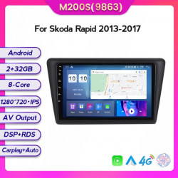 NAVIGATIE CARPAD ANDROID 11 DEDICATA SKODA RAPID 2011 - 2019 ECRAN IPS 9" INTERNET WIFI SIM 4G PROCESOR OCTACORE 2GB RAM 32GB MEMORIE SSD SUNET DSP DVR CARKIT BLUETOOTH CARPLAY ANDROID AUTO COOLER RACIRE MODEL KIT-RAPID+EDT-M200
