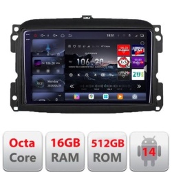 Navigatie Fiat 500 2015-2021 Edotec Kit-500new 8 core QLED 2K 16+512 360 Android Waze USB Navigatie Internet Youtube Radio KIT-500new+EDT-E810-2K