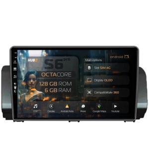 Navigatie HUB64 Dacia Sandero / Logan (2021-Prezent), 6GB RAM, Android 13, Octacore, Slot Sim 4G, DSP, GPS, Wi-FI, Carplay, Android Auto, USB, Bluetooth, Waze, Touchscreen, 10.1 Inch