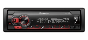 Radio MP3 auto Pioneer MVH-S420BT, 1DIN, Bluetooth, Spotify, 4x50W, USB, compatibil cu dispozitive Apple/Android, taste Rosu, display Alb - Img 2