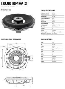 Subwoofer Dedicat BMW MINI Focal ISUB BMW4 10″ (200mm) 4 Ω Putere 90 W RMS