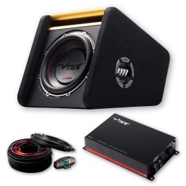 Subwoofer Vibe SLICKMIT10-V3: subwoofer auto pasiv incinta tip bass reflex de ordin 4 cu flexibilitate la instalare diametru woofer: 25 cm putere RMS: 500 W Amplificator Vibe PowerBox400.1M-V7: amplificator auto ultra compact monobloc, clasa D