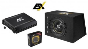 ubwoofer auto ESX Quantum QXB10: subwoofer auto, pasiv incinta tip bass reflex diametru woofer: 25 cm putere RMS: 600 W Amplificator auto ESX Signum SXE1200.1D: amplificator auto, monobloc clasa D, MOSFET, stabil la 1 Ohm