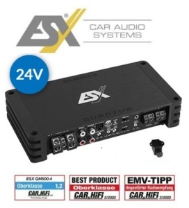 Amplificator auto digital cu 4 canale compact, clasa D, 24V, ESX QL600.4-24V ideal pentru camioane si autocare