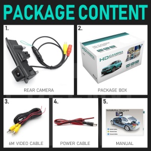Camera Marsarier AHD Unghi Larg 170 Grade Rezolutie 1280*720P Lentila Fishye StarLight Night Vision Dedicata VW Passat B6 B7 B8 Golf 6 Polo Jetta Tiguan Sharan Touran Touareg 7P Audi A3 A4 A5 A6 A7 Q3 Q5 - Prindere Maner Portbagaj - Model FA903