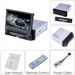 DVD PLAYER AUTO UNIVERSAL 1DIN CU ECRAN RETRACTABIL LCD 7'' FATA DETASABILA CARKIT BLUETOOTH USB SD MODEL 9505