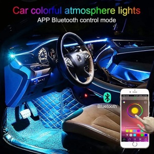 Kit 18 in 1 Lumini Ambientale Auto Dinamice, Symphony, Wireless cu Aplicatie Telefon Bluetooth, 2 Zone, 12V, CARGUARD LAA002