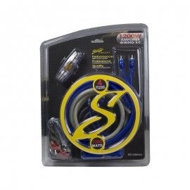 Kit De Cabluri Subwoofer Pentru Instalare Amplificator Auto STINGER cablu alimentare albastru transparent cu sectiune de 21 mm2 - 5 m cablu masa argintiu transparent - 0.9 m cablu RCA - 5 m