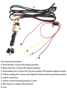 Kit incalzire in 2 scaune auto, tehnologie carbon, 4 piese, cu 3 trepte si butoane push slim butoane on/off ASHS-1