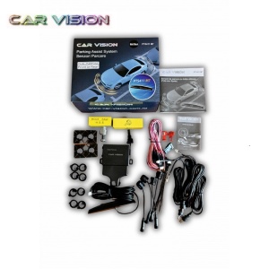 Kit senzori parcare fata OEM Look 16mm cu display LED si Inele Adaptoare Pentru Montare Unghiulara CarVision PTS411M7F