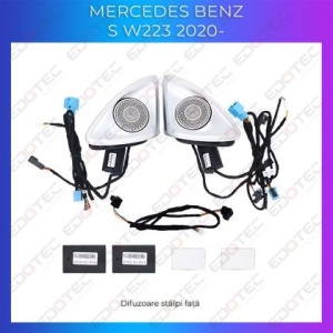 Lumini Ambientale dedicate difuzoare stalpi fata Mercedes Clasa S W223 sistemul original sau telefon