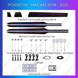 Lumini ambientale dedicate Porsche Macan 2018-2021 set complet cu trimuri control telefon sau sistem original