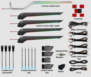Lumini ambientale dedicate Toyota RAV4 XA50 2019-2023, RGB Acrilice 18 in 1 Dinamice cu efect symphony, Control din Aplicatie Bluetooth / Buton