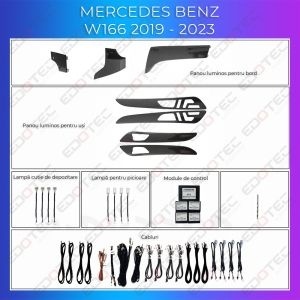 Lumini Ambientale dedicate trimuri carbon Mercedes GLE GLS W166 sistemul original sau telefon AMB-ME-W166-05