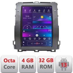 Navigatie Android Tip Tesla Dedicata Toyota Land Cruiser Prado J120 2002 - 2010 Octacore 4GB RAM Ecran Vertical IPS 9.7" HD SIM 4G Bluetooth carplay Wireless GPS Waze Model Edonav kit-tesla-456-low+EDT-E420