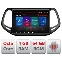 NAVIGATIE CARPAD ANDROID 10 DEDICATA JEEP COMPASS 2017- ECRAN CAPACITIV OCTACORE 4GB RAM 64 GB ROM DVR CARKIT BLUETOOTH MIRROR LINK MODEL LENOVO KIT-32+EDT-E510-PRO
