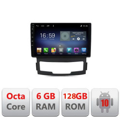 NAVIGATIE CARPAD ANDROID 10 DEDICATA SSANGYONG KORANDO 2011-2013 ECRAN CAPACITIV OCTACORE 6GB RAM 128GB ROM DVR CARKIT BLUETOOTH MIRROR LINK MODEL LENOVO KIT-159+EDT-E609