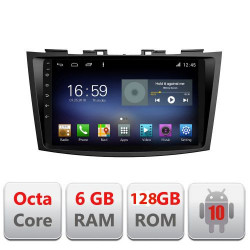 NAVIGATIE CARPAD ANDROID 10 DEDICATA SUZUKI SWIFT 2010-2017, ECRAN CAPACITIV OCTACORE 6GB RAM 128GB ROM DVR CARKIT BLUETOOTH MIRROR LINK MODEL LENOVO KIT-179+EDT-E609