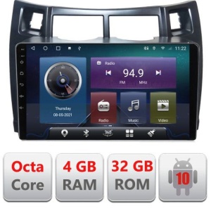 NAVIGATIE CARPAD ANDROID 10 DEDICATA TOYOTA YARIS 2008-2011 ECRAN 9" CAPACITIV INTERNET 3G WIFI PROCESOR CORTEX A9 OCTA CORE 4G RAM 32GB 1,6 GHZ DVR CARKIT BLUETOOTH MIRROR LINK MODEL KIT-YARIS08+EDT-E409