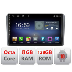 NAVIGATIE CARPAD ANDROID DEDICATA AUDI A3 8P 2003-2014 ECRAN CAPACITIV OCTACORE 8GB RAM 128GB ROM DVR CARKIT BLUETOOTH MIRROR LINK MODEL LENOVO KIT-049+EDT-E609