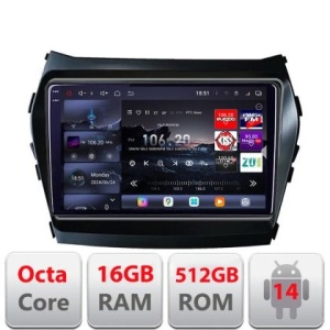 Navigatie Hyundai Santa Fe IX45 2012-2017 Edotec Kit-209 8 core QLED 2K 16+512 360 Android Waze USB Navigatie Internet Youtube Radio KIT-209+EDT-E809-2K