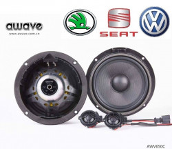 PACHET DIFUZOARE AUTO AWAVE AW V650C SET SISTEM BOXE COMPONENTE 2 CAI 165MM 60W RMS DEDICAT VOLKSVAGEN SKODA SEAT