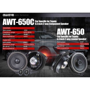 PACHET DIFUZOARE AUTO AWAVE AWN 650C SET SISTEM BOXE COMPONENTE 2 CAI 165MM 60W RMS DEDICAT RENAULT DACIA NISSAN SMART