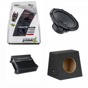 Pachet Subwoofer auto Hertz Cento CS 350W + Amplificator Deaf Bonce MFA 1.800 + Kit de cabluri complet