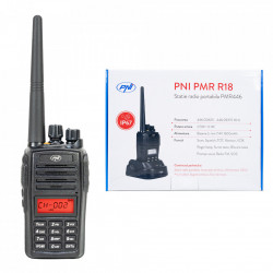 Statie radio portabila PNI PMR R18, 446MHz, 0.5W, 8 canale, CTCSS, DCS, Radio FM, programabila, Waterproof IP67
