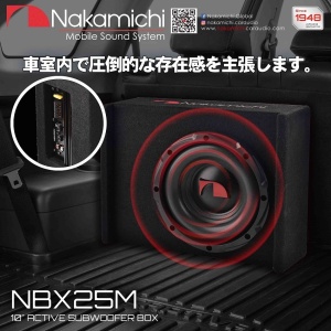 Subwoofer Auto Activ Facedown Nakamichi NBX25M 10" 1000W max 150 Watts RMS + KIT CABLURI