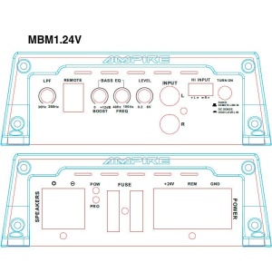 Amplificator auto digital AMPIRE MBM1.24V-4G, Mono, 1 x 500W RMS, Clasa D la 24V,  ideal pentru camioane autocare sau barci